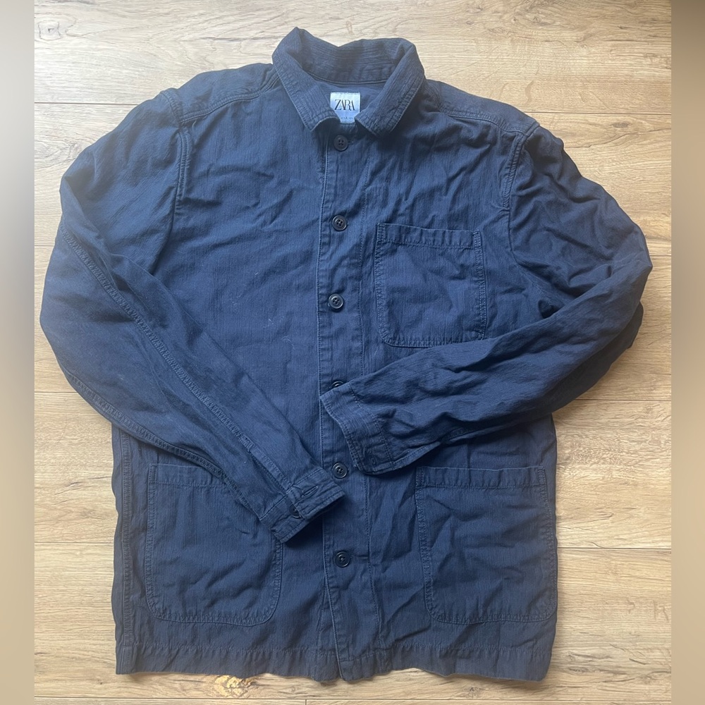 Zara Men's Dark Blue Shirt Jacket